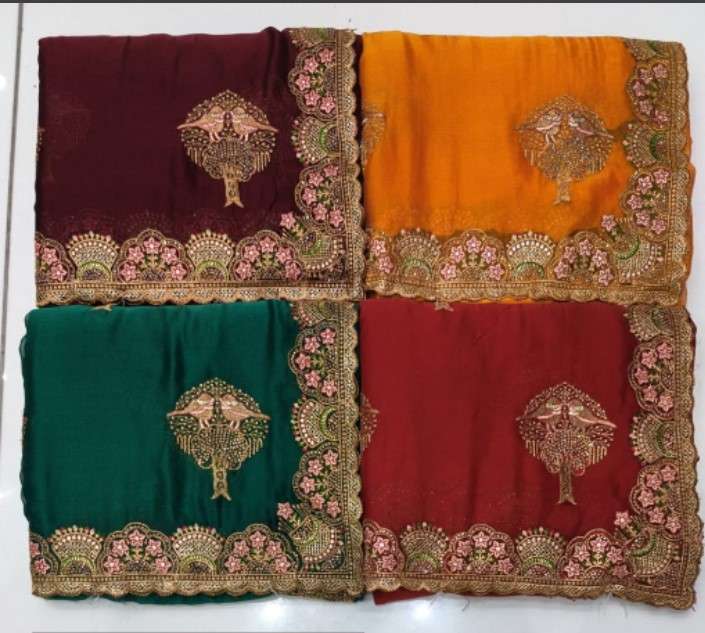 4811 COLOUR BY ASLIWHOLESALE DESIGNER PURE FANCY EMBROIDERY SAREES