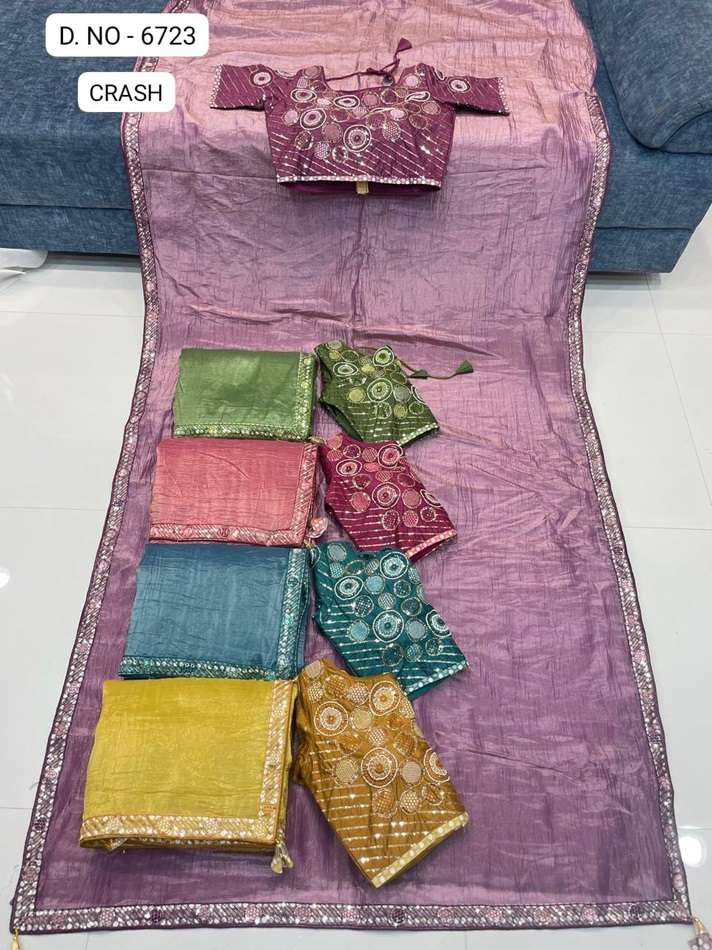 6723 COLOUR BY ASLIWHOLESALE DESIGNER SOFT FANCY ZARI WORK SAREES