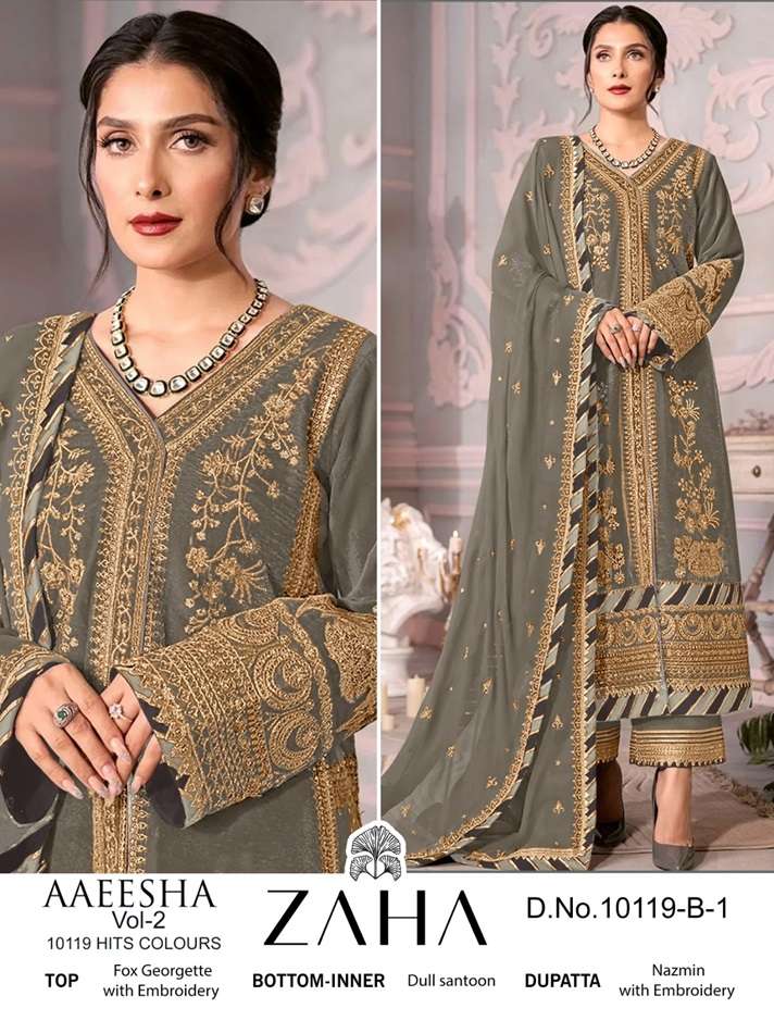 AAEESHA 10119-B NX BY ZAHA DESIGNER FAUX GEORGETTE PAKISTANI DRESSES