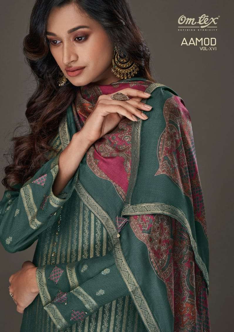 AAMOD VOL-16 BY OMTEX DESIGNER PURE MUSLIN JACQUARD PRINT EMROIDERY DRESSES