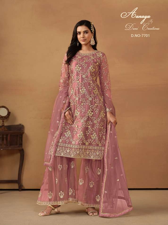 AANAYA VOL-177 BY TWISHA 7701 TO 7704 SERIES DESINGER NET EMBROIDERY DRESSES