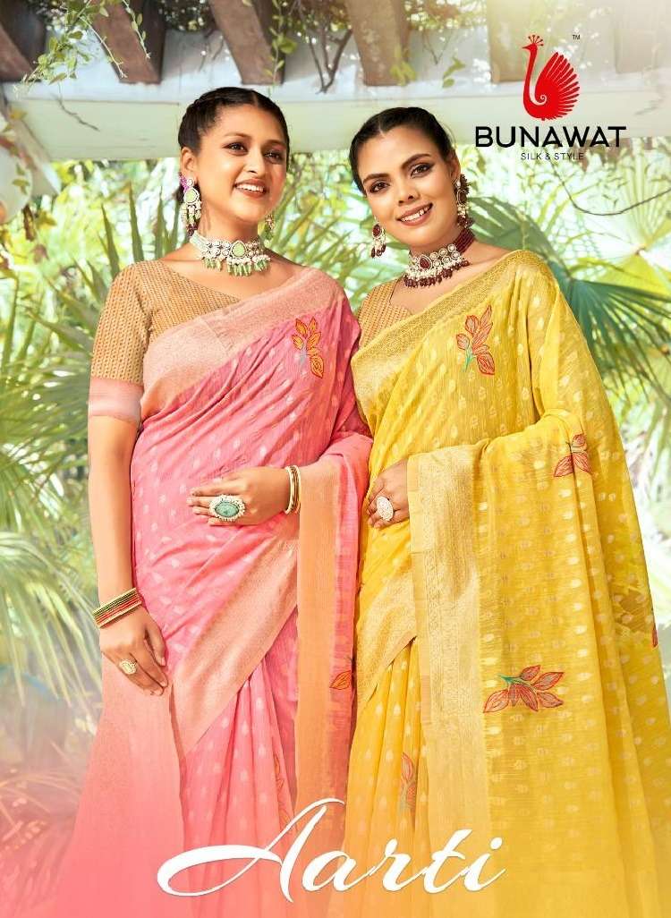 AARTI BY BUNAWAT 1001 TO 1006 SERIES LINEN COTTON PRINT SAREES