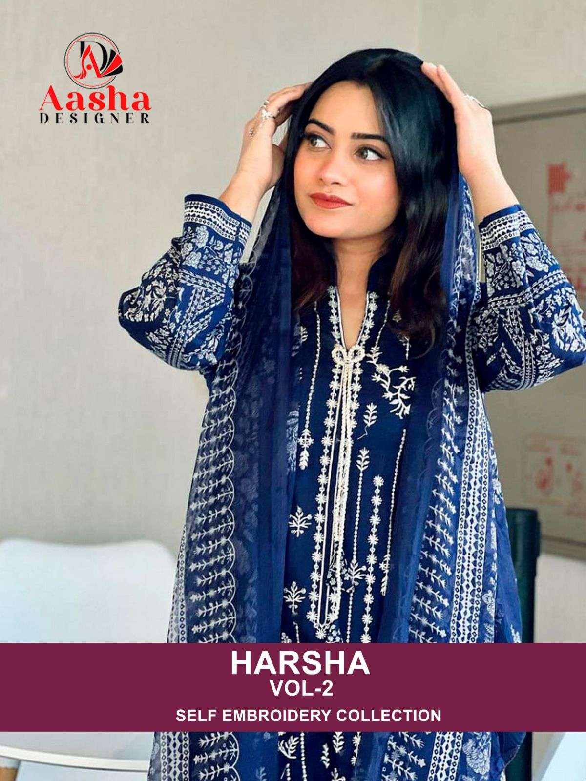 AASHA HARSHA VOL-2 BY ASLIWHOLESALE HEAVY COTTON EMBROIDERY DRESSES