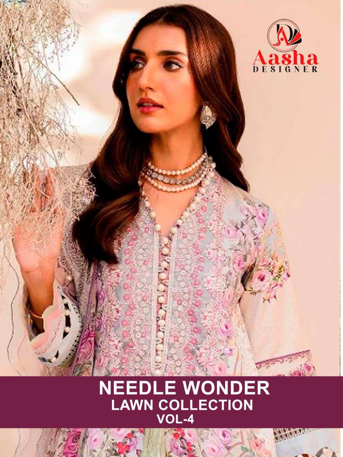 AASHA NEEDLE WONDER VOL-4 BY ASLIWHOLESALE HEAVY COTTON EMBROIDERY DRESSES