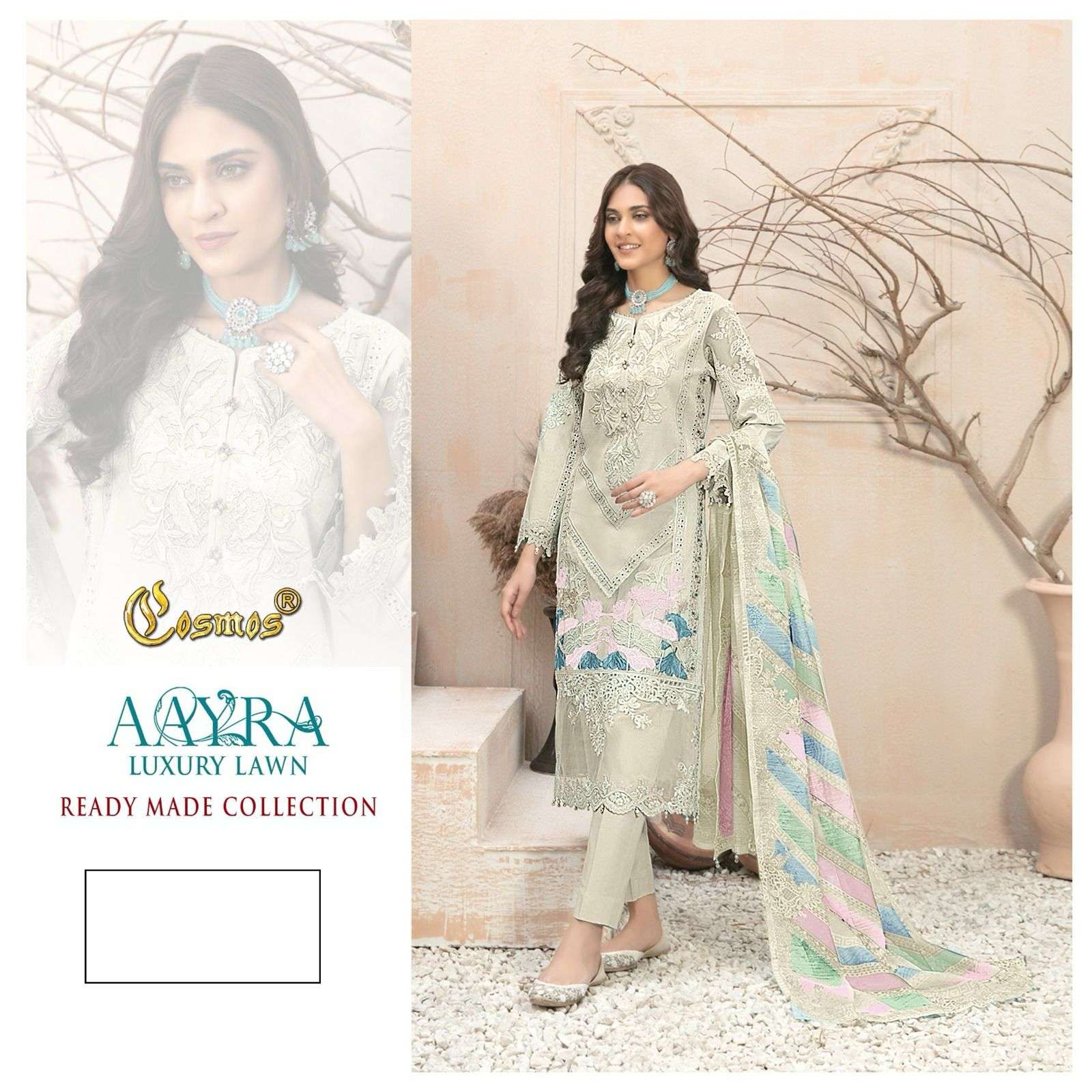 AAYRA LUXURY LAWN BY COSMOS LAWN COTTON EMBROIDERY PAKISTANI DRESS