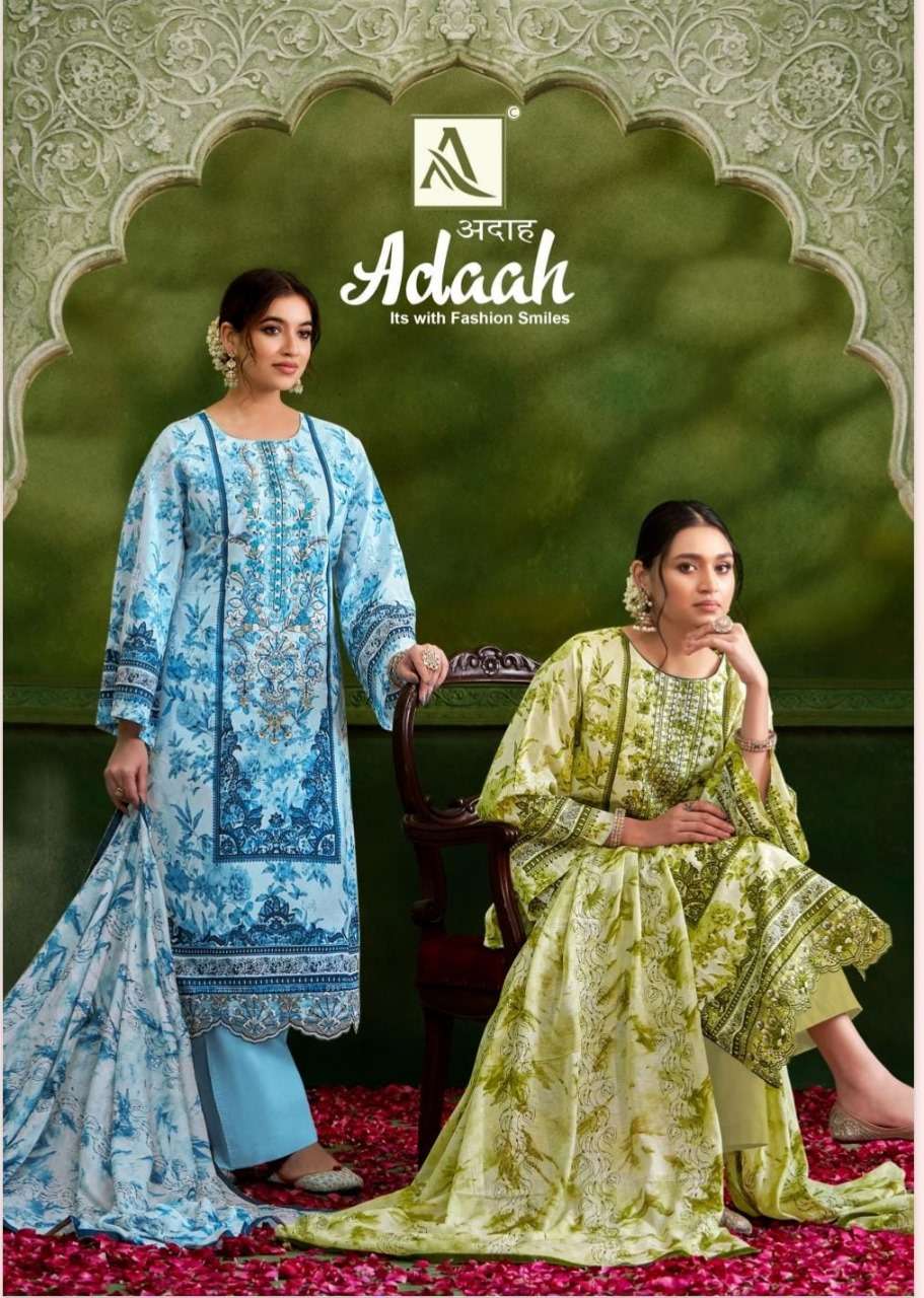 ADAAH BY ALOK SUIT 1450-001 TO 1450-008 SERIES CAMBRIC COTTON EMBROIDERY DRESSES