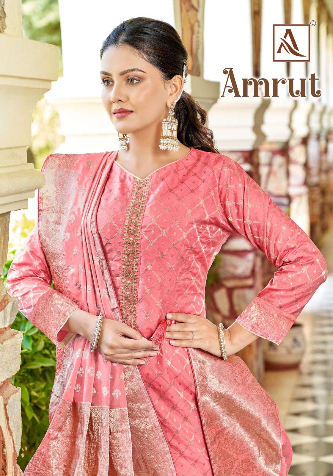 AMRUT BY ALOK SUIT 1247-001 TO 1247-006 DESIGNER JACQUARD PRINT DRESSES