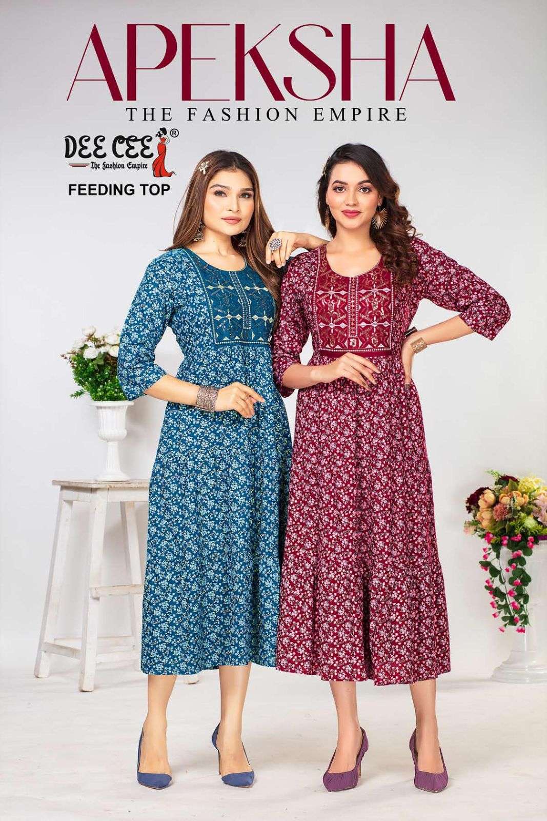 APEKSHA BY DEE CEE 1001 TO 1006 SERIES DESIGNER FANCY RAYON PRINT KURTIS