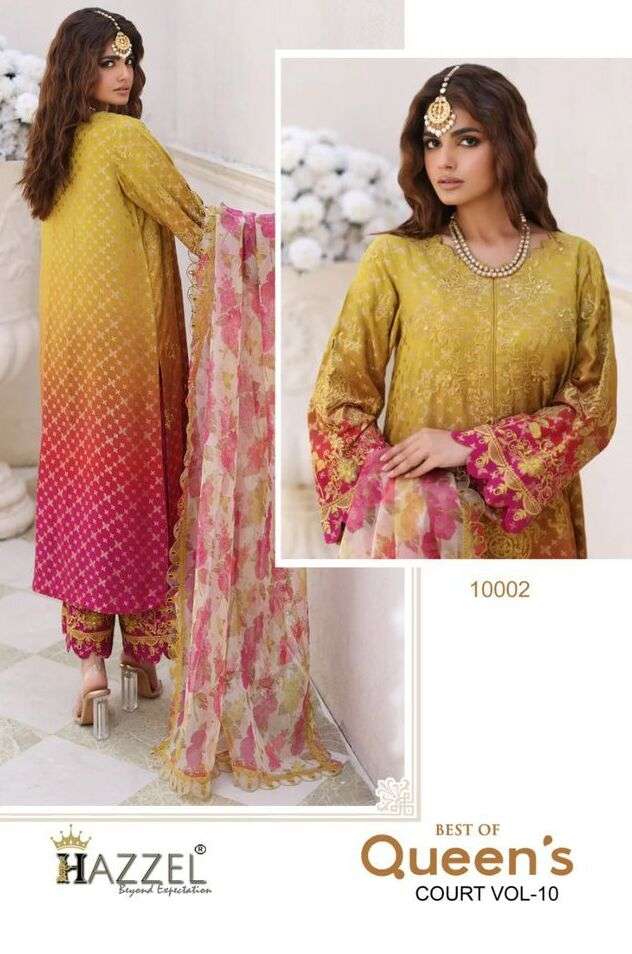 BEST OF QUEENS COURT VOL-10 BY HAZZEL HEAVY COTTON WORK PAKISTANI DRESSES