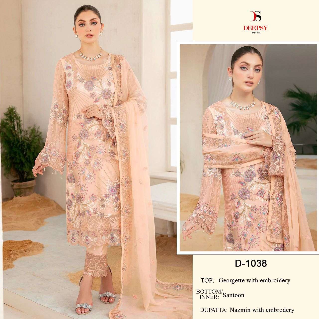 D-1038 HIT DESIGN BY DEEPSY SUITS DESIGNER GEORGETTE EMBROIDERY DRESSES