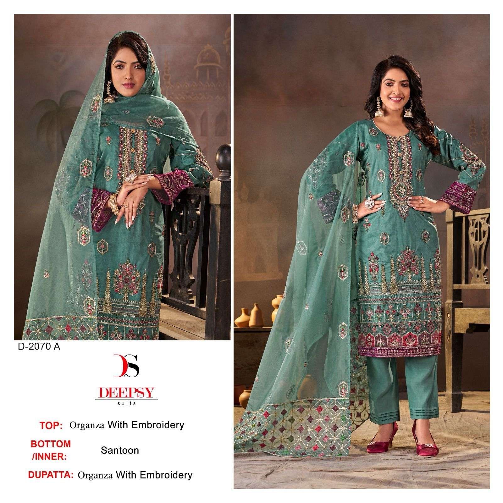 D-2070 COLOURS BY DEEPSY SUITS HEAVY ORGANZA EMBROIDERY PAKISTANI DRESSES