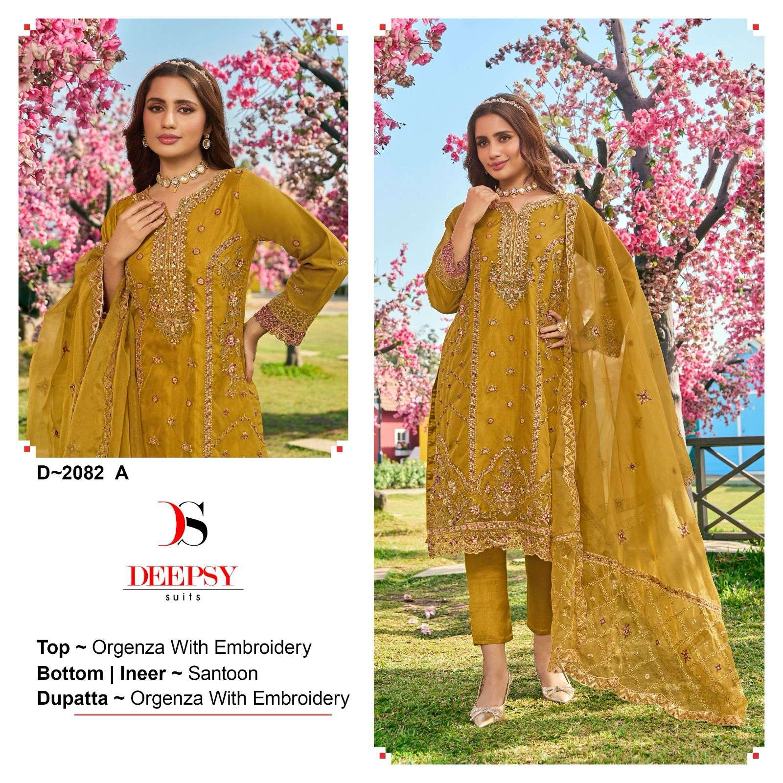 D-2082 COLOURS BY DEEPSY SUITS HEAVY ORGANZA EMBROIDERY PAKISTANI DRESSES