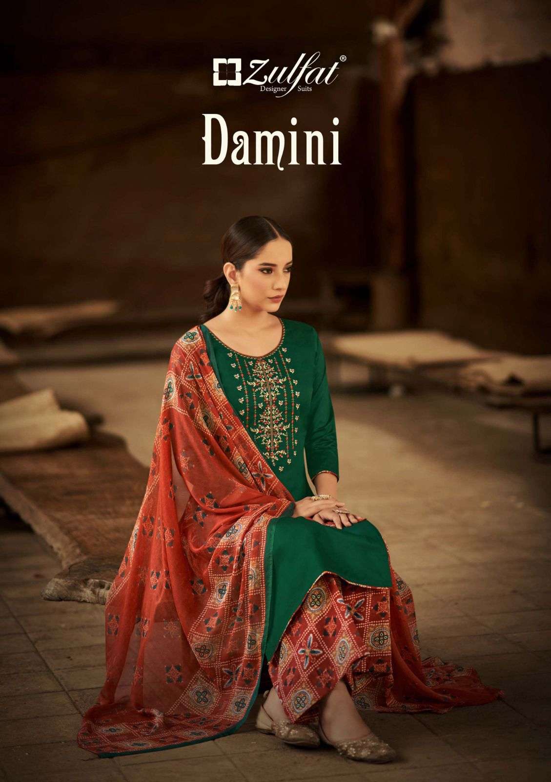 DAMINI BY ZULFAT 497-001 TO 497-010 SERIES DESIGNER JAM COTTON DRESSES