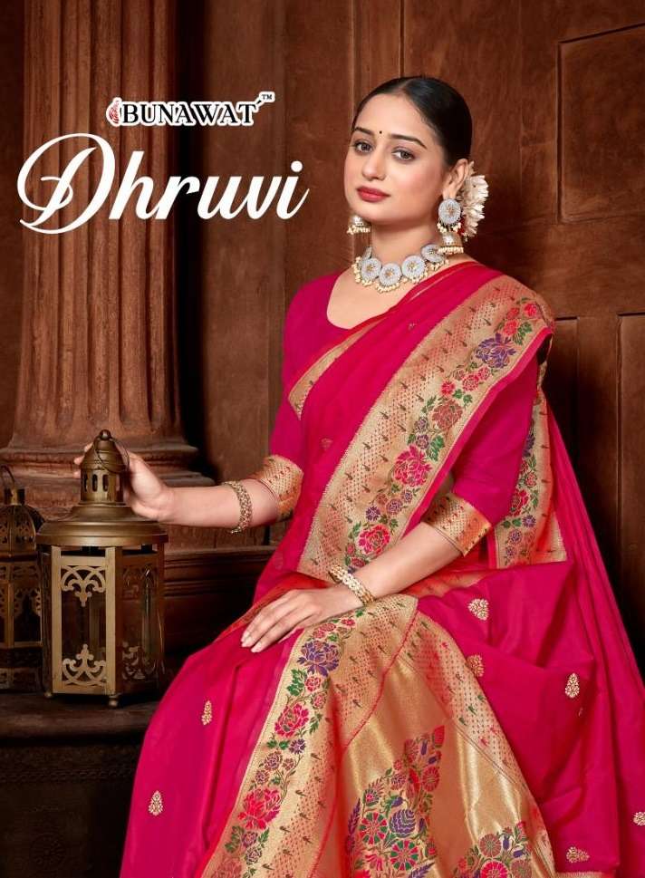 DHRUVI SILK BY BUNAWAT 1001 TO 1006 SERIES BANARASI SILK PRINT SAREES