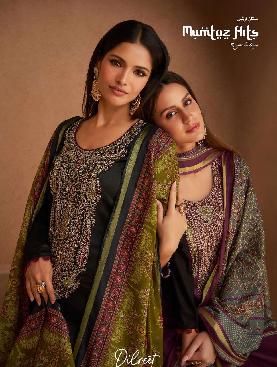 DILREET BY MUMTAZ ARTS 20001 TO 20008 SERIES JAM PRINT EMBROIDERY DRESSES