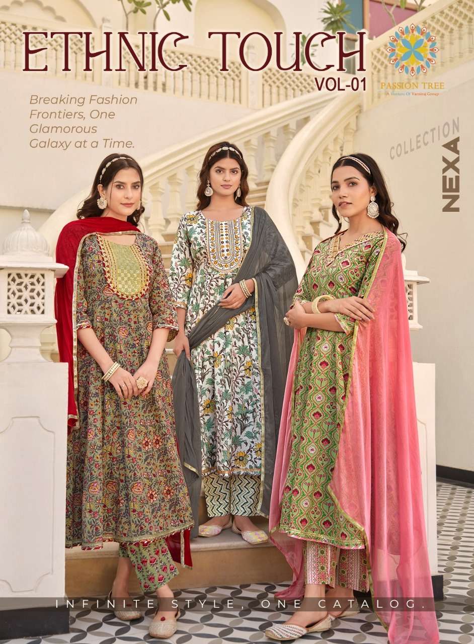 ETHNIC TOUCH VOL-1 BY PASSION TREE 1001 TO 1008 SERIES COTTON PRINT DRESSES