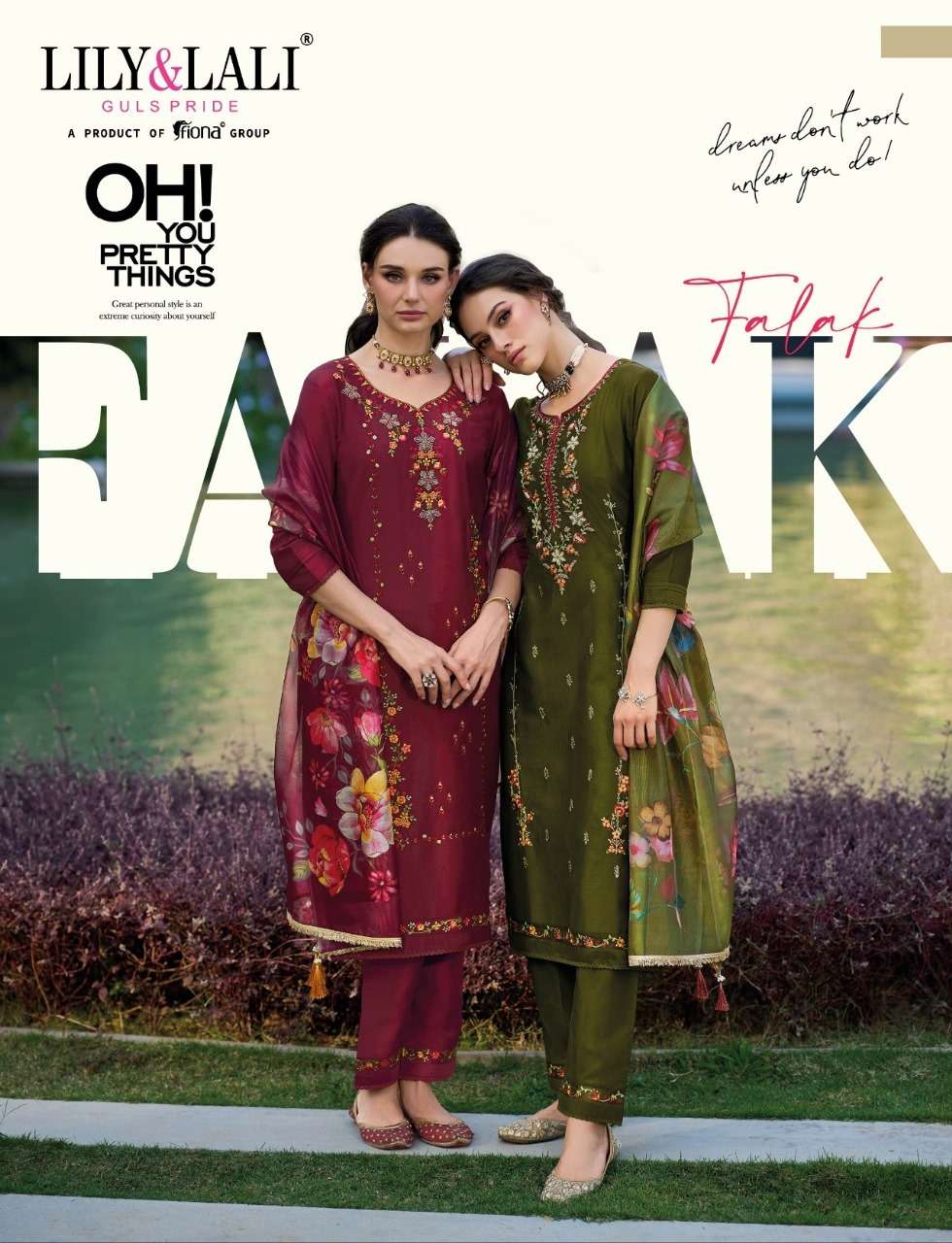 FALAK BY LILY AND LALI 15701 TO 15706 SERIES HANDWORK ORGANZA DRESSES