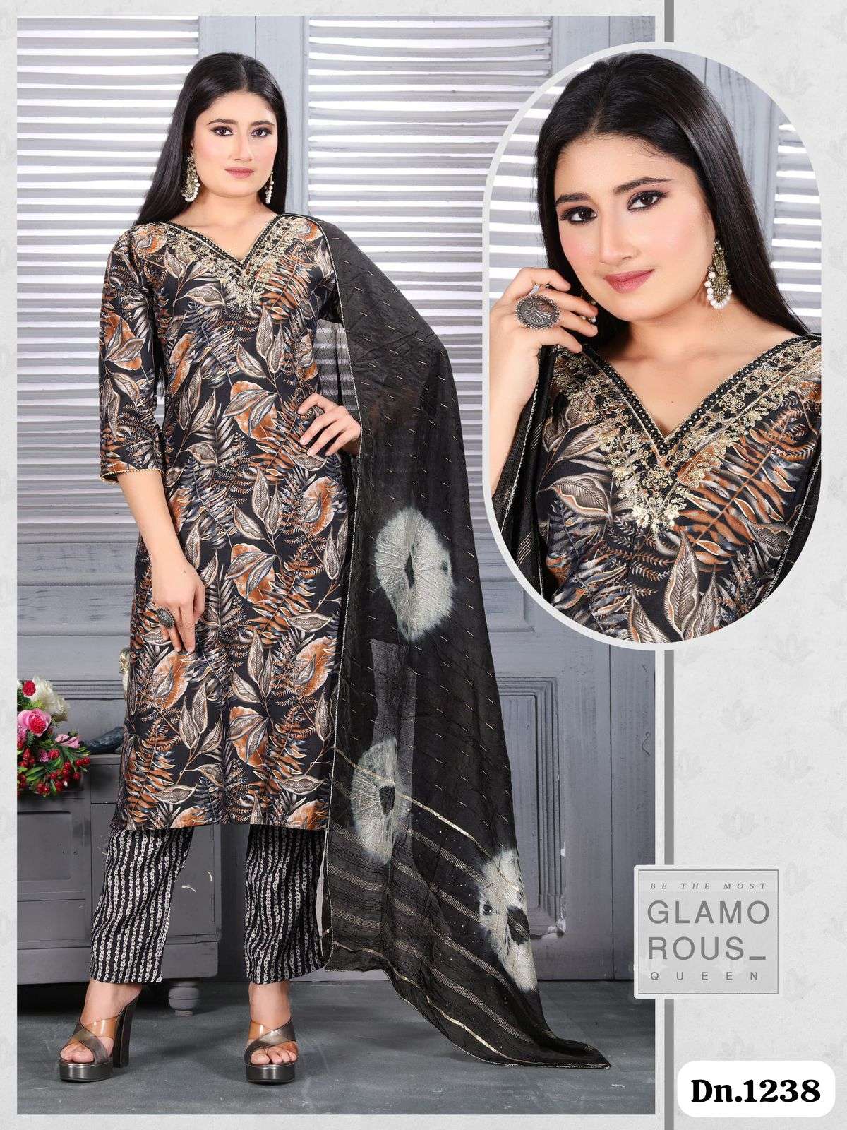 FT-1238 BY FASHION TALK DESIGNER FANCY MODAL CHANDERI SILK PRINT DRESSES