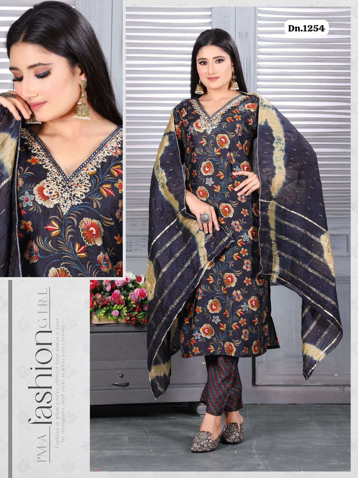 FT-1254 BY FASHION TALK DESIGNER FANCY MODAL CHANDERI SILK PRINT DRESSES