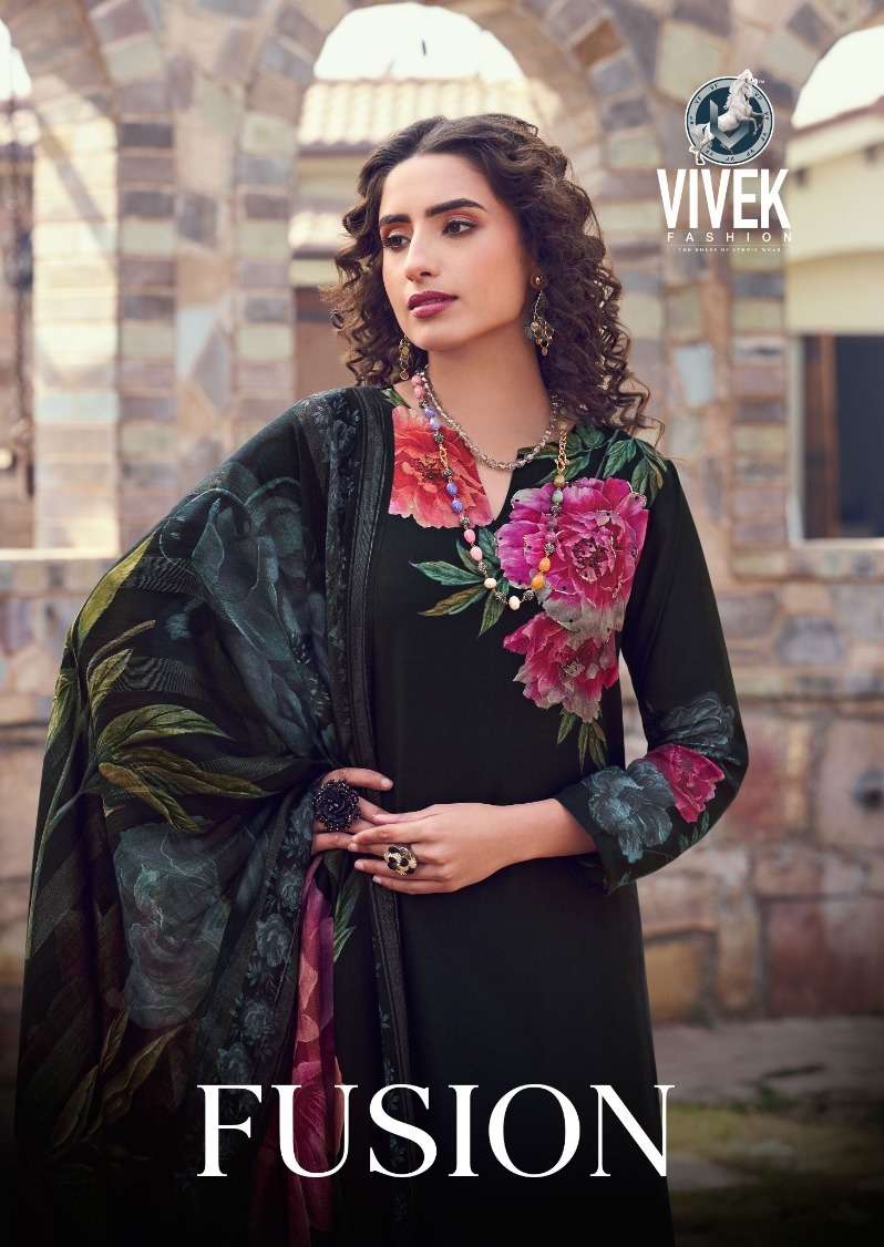 FUSION BY VIVEK FASHION 15001 TO 15004 SERIES PURE MUSLIN DIGITAL PRINT DRESSES