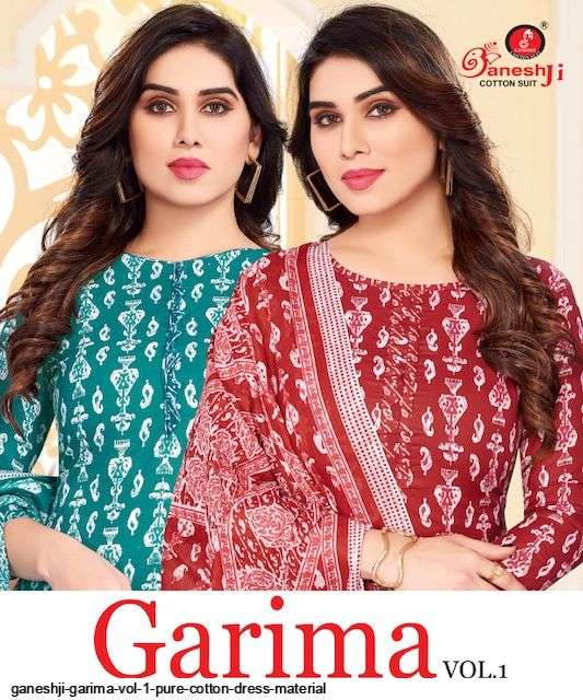 GARIMA VOL-1 BY GANPATI COTTON SUIT 1001 TO 1008 SERIES COTON DRESSES