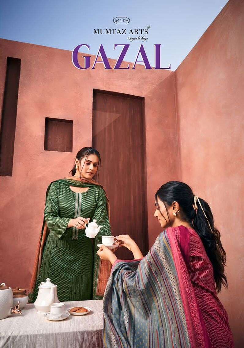 GAZAL BY MUMTAZ ARTS 3001 TO 3006 SERIES VISCOSE JAM PRINT EMBROIDERY DRESSES