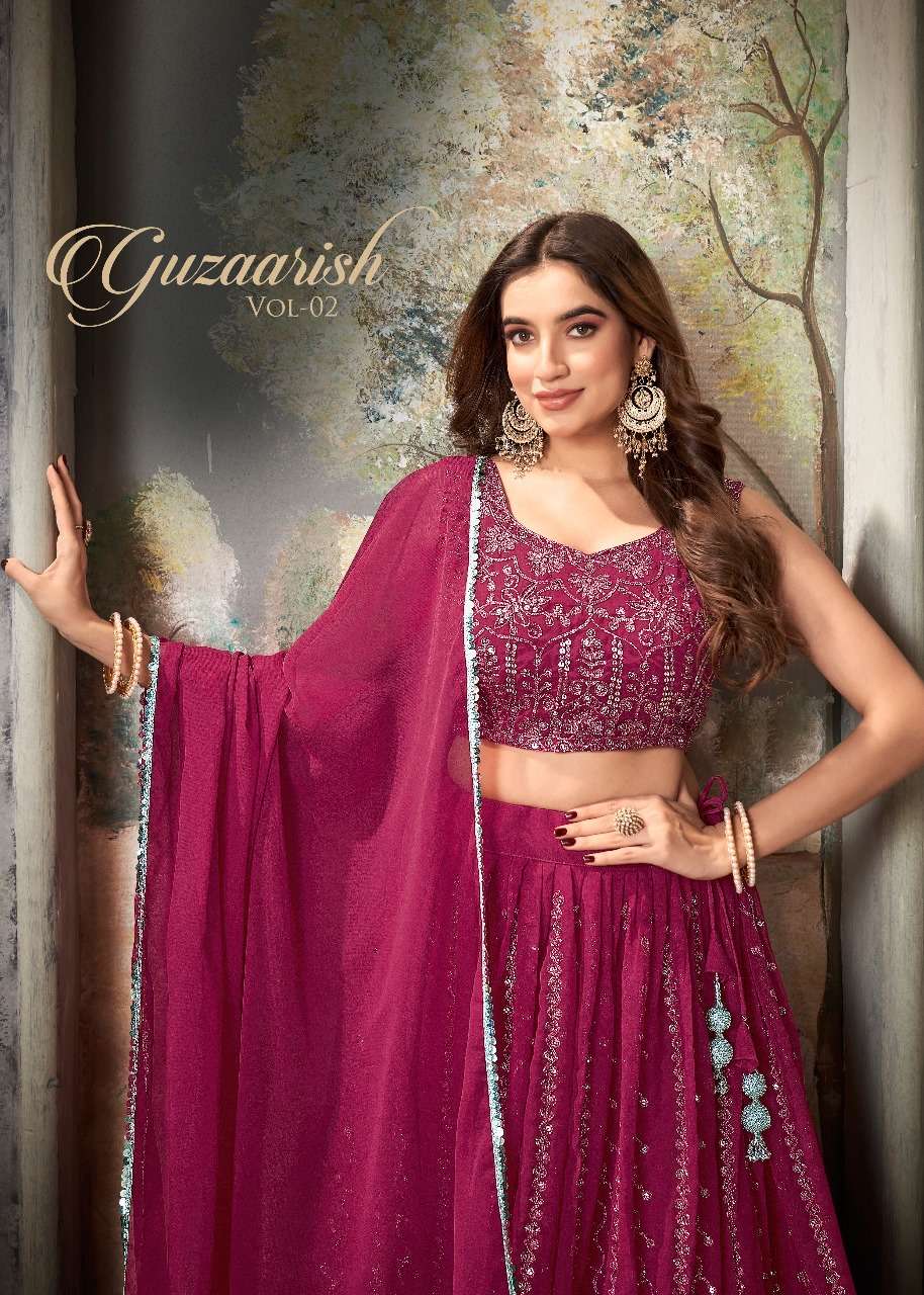 GUZAARISH VOL-2 BY ASLIWHOLESALE 1001 TO 1004 SERIES GEORGETTE LEHENGAS