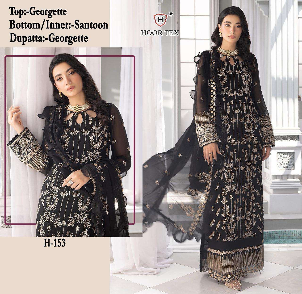 H-153 COLOURS BY HOOR TEX FAUX GEORGETTE EMBROIDERED PAKISTANI DRESSES