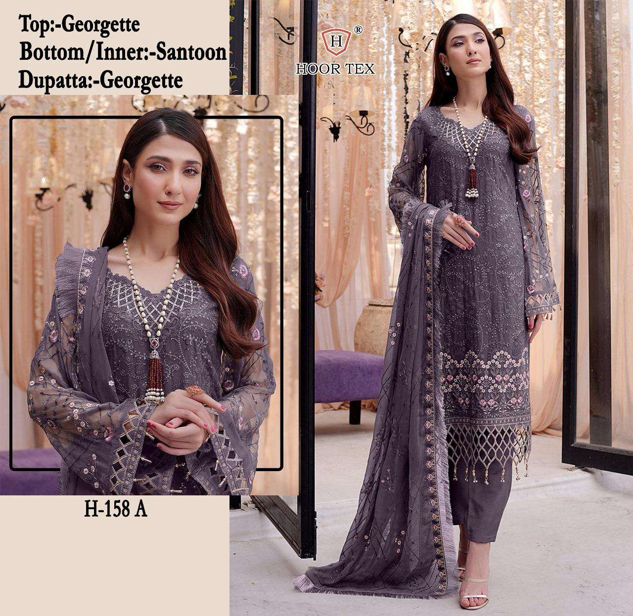 H-158 COLOURS BY HOOR TEX FAUX GEORGETTE EMBROIDERED PAKISTANI DRESSES