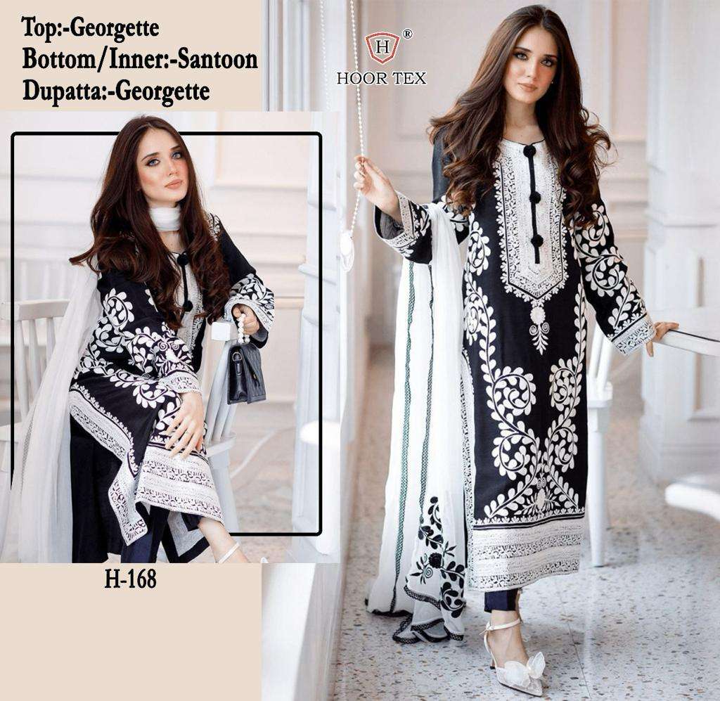 H-168 HIT DESIGN BY HOOR TEX FAUX GEORGETTE EMBROIDERY PAKISTANI DRESS