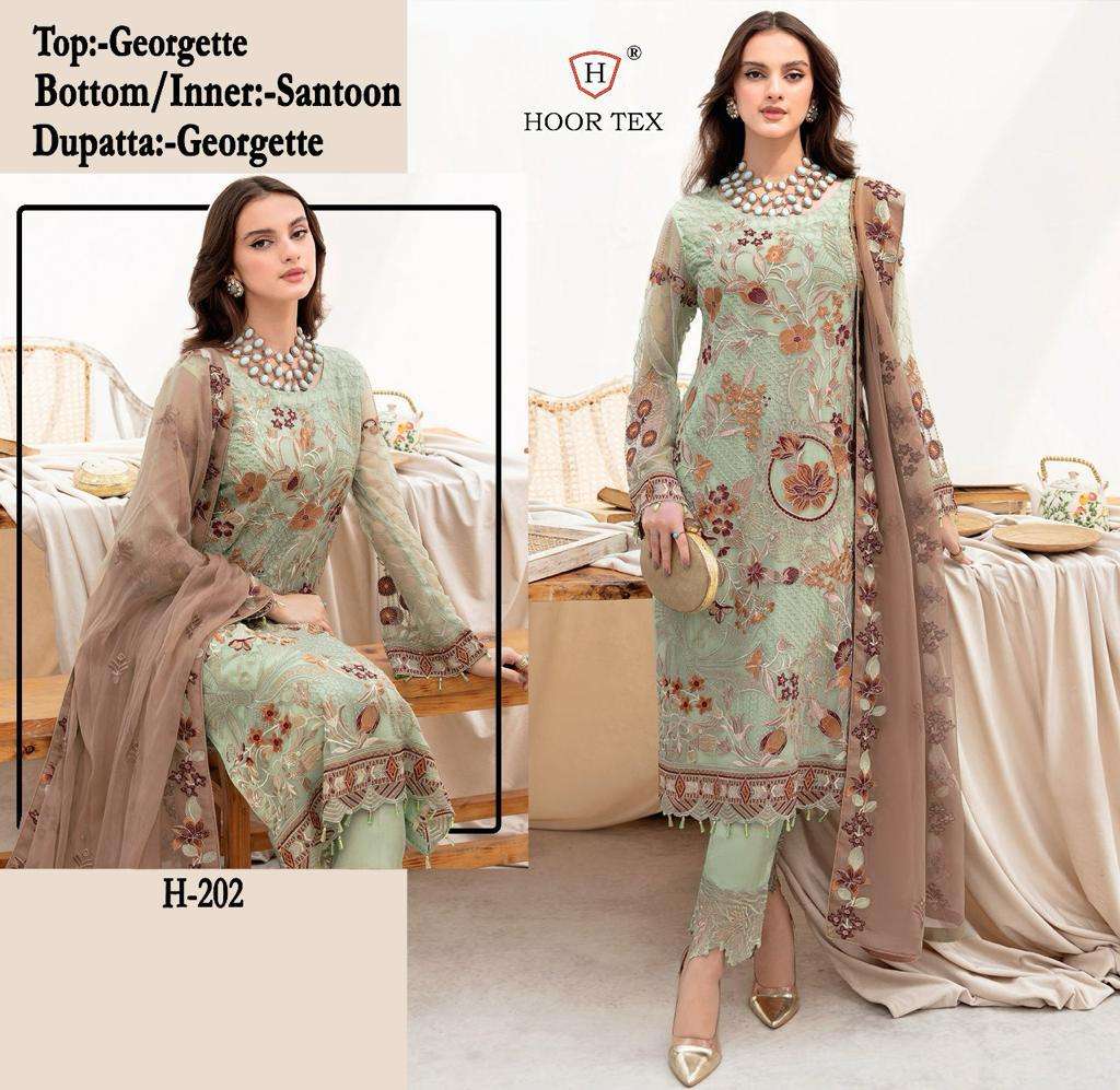 H-202 HIT DESIGN BY HOOR TEX HEAVY COTTON EMBROIDERY PAKISTANI DRESS