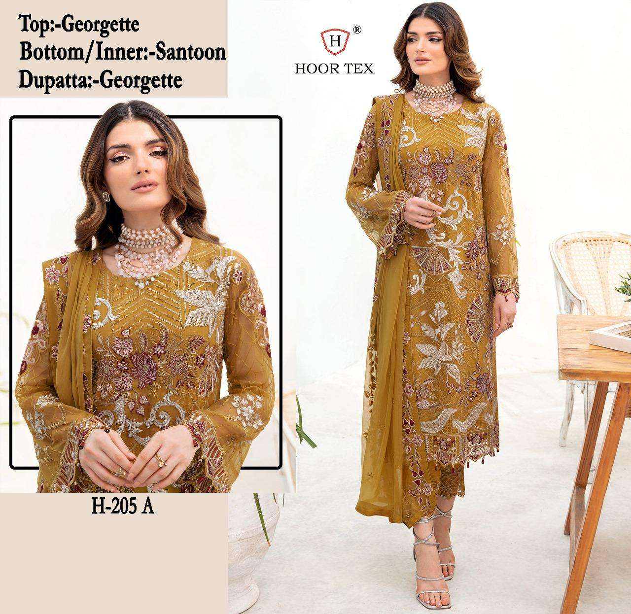 H-205 COLOURS BY HOOR TEX FAUX GEORGETTE EMBROIDERED PAKISTANI DRESSES