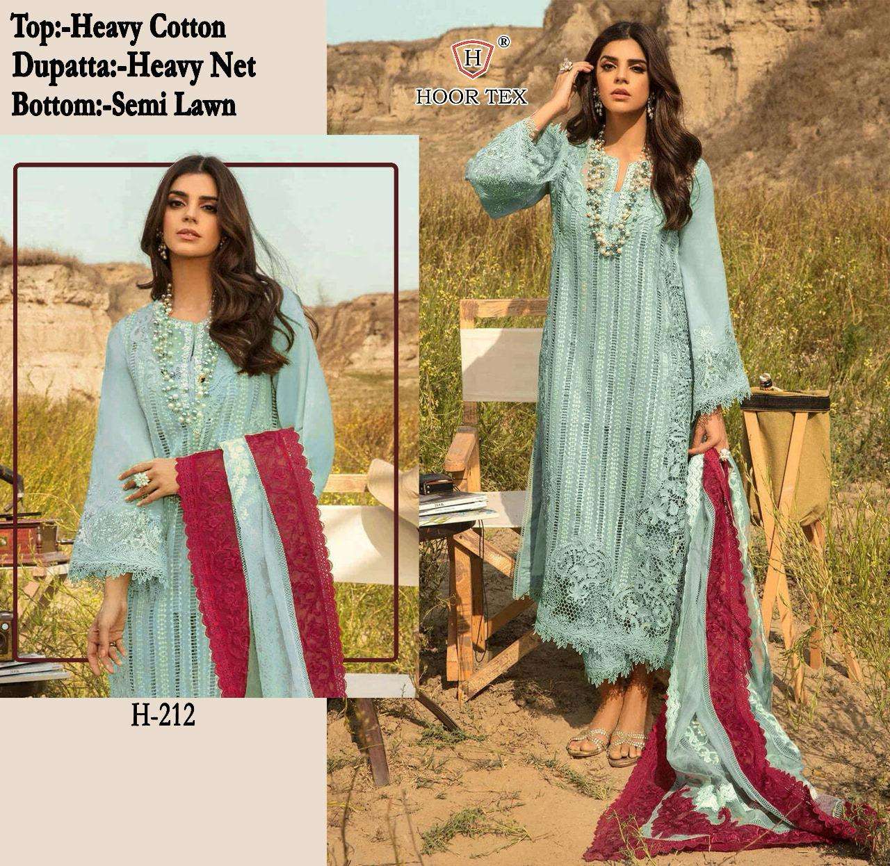 H-212 HIT DESIGN BY HOOR TEX HEAVY COTTON EMBROIDERY PAKISTANI DRESS