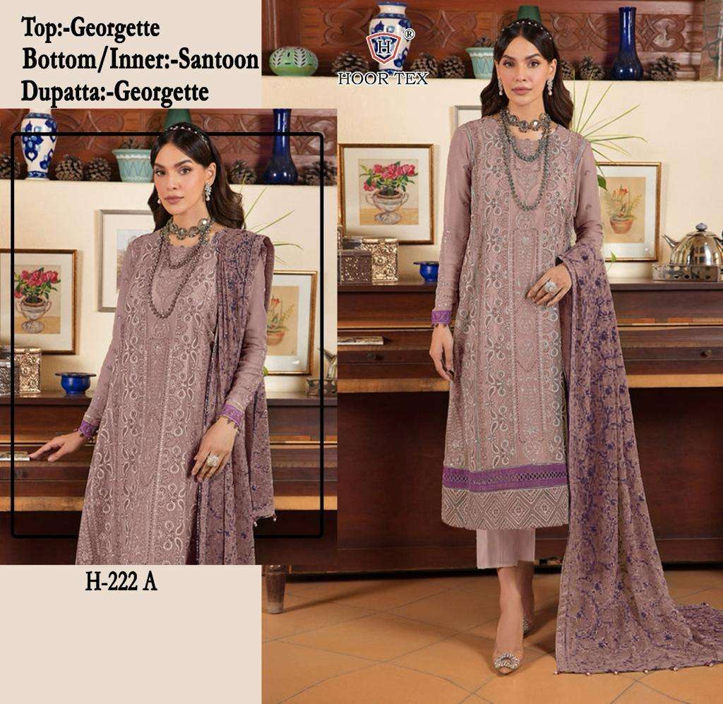 H-222 COLOURS BY HOOR TEX FAUX GEORGETTE EMBROIDERED PAKISTANI DRESSES