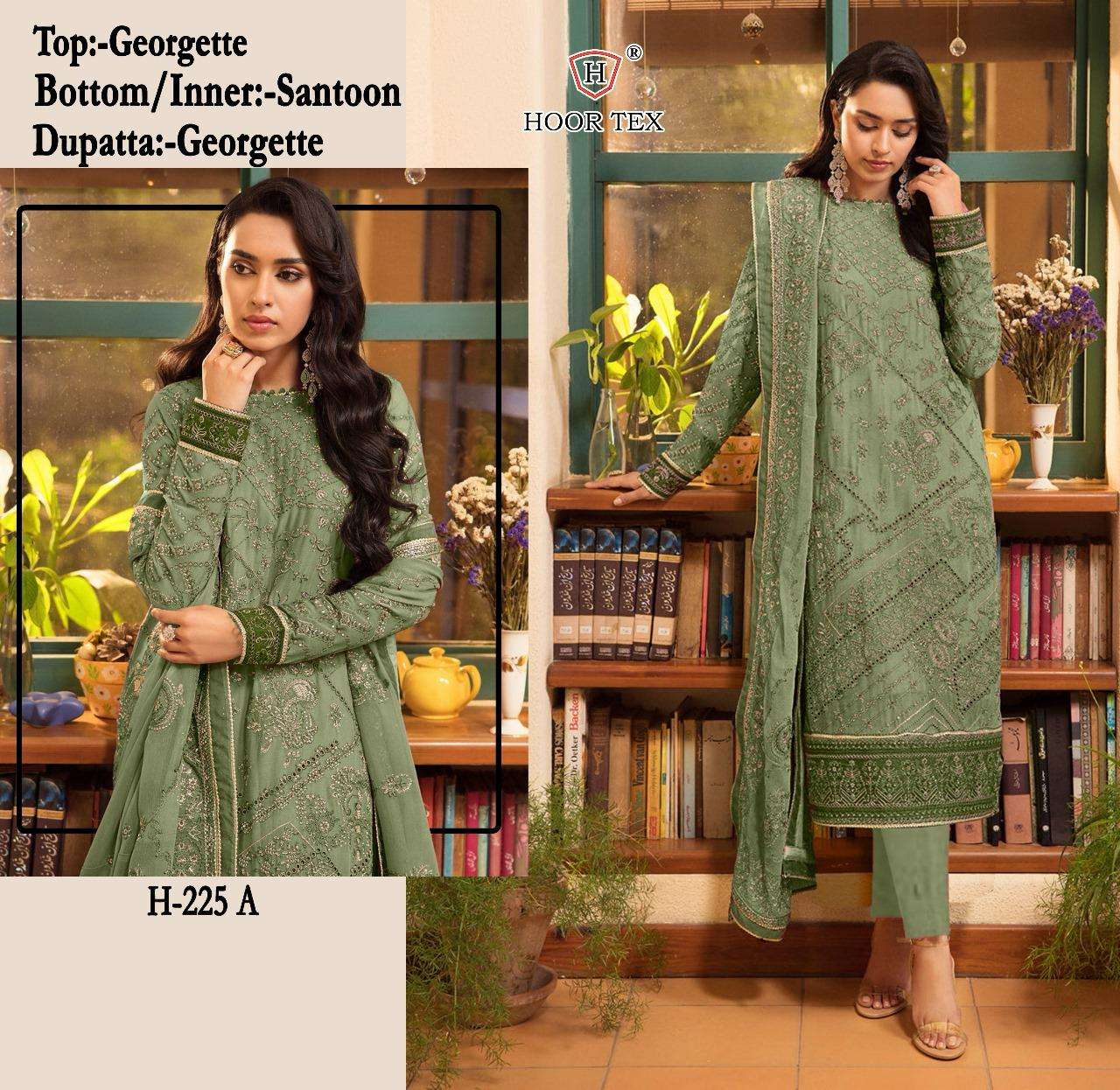 H-225 COLOURS BY HOOR TEX FAUX GEORGETTE EMBROIDERED PAKISTANI DRESSES