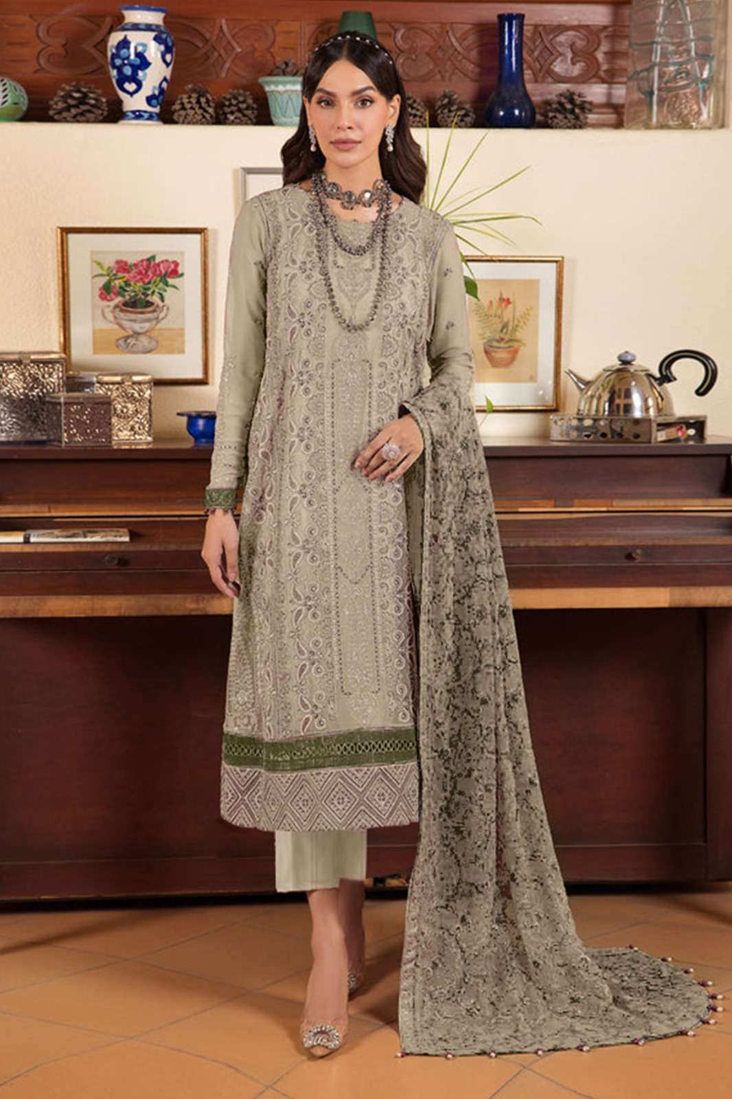 HT 122 SERIES BY ASLIWHOLESALE HEAVY GEORGETTE EMBROIDERY PAKISTANI DRESSES