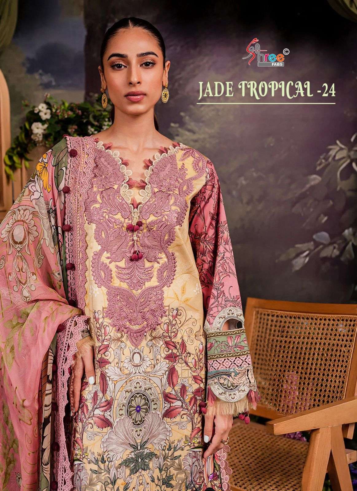 JADE TROPICAL-24 BY SHREE FABS 3376 TO 3379 SERIES LAWN COTTON PRINT DRESSES