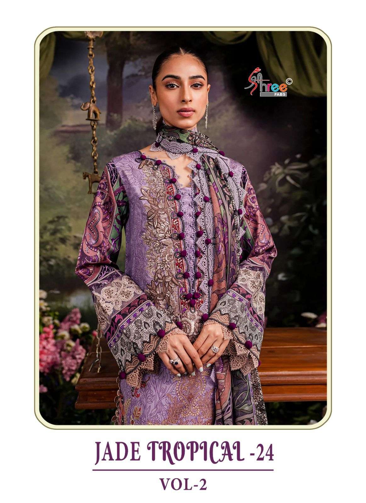 JADE TROPICAL-24 VOL-2 BY SHREE FABS 3380 TO 3384 SERIES LAWN COTTON PRINT DRESSES