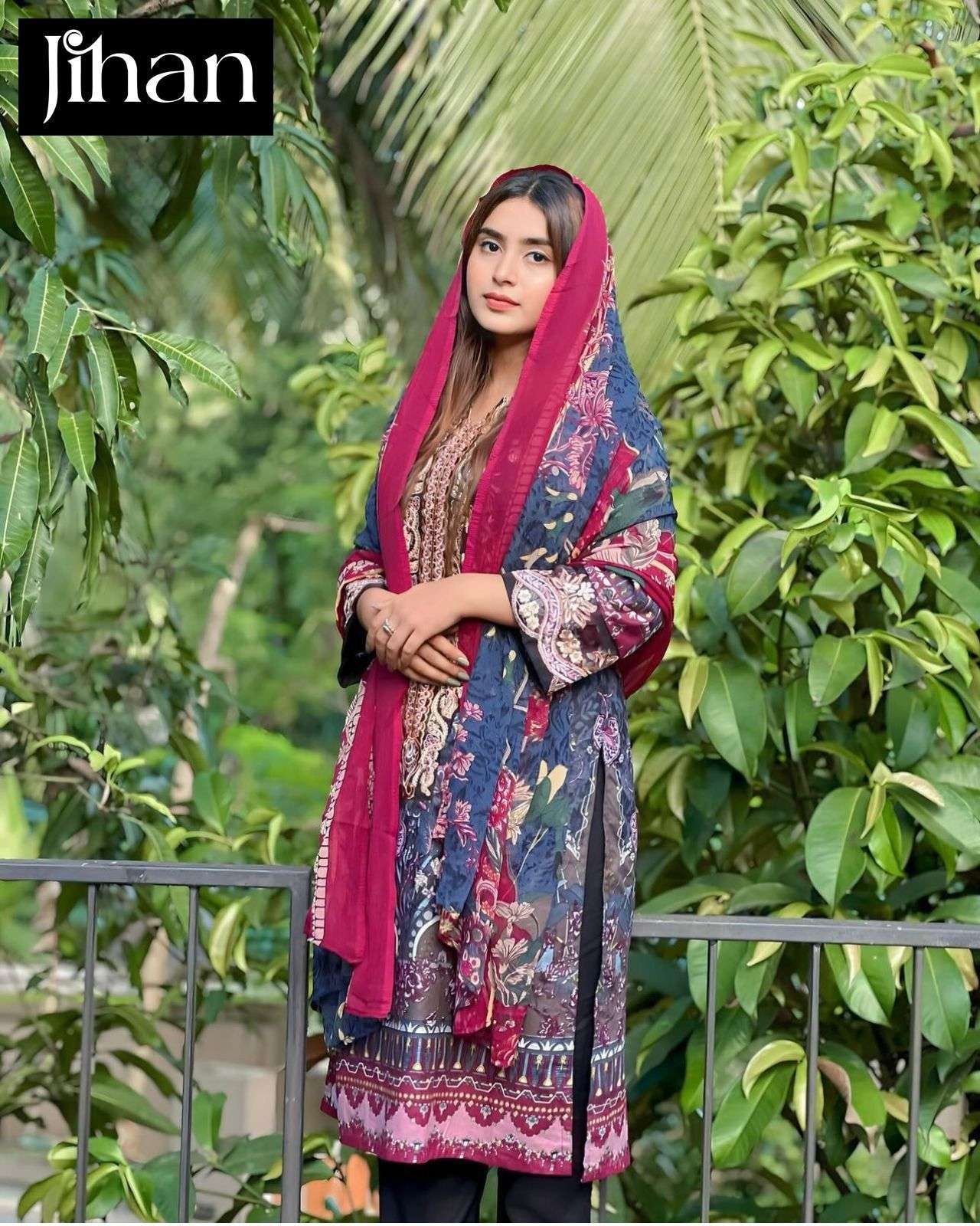 JIHAN 3362 BY JIHAN DESIGNER PURE HEAVY COTTON EMBROIDERY DRESSES