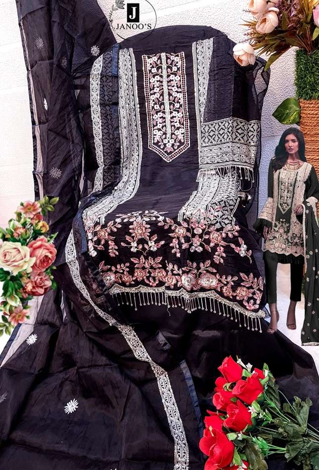 JS 110 NX BY JANOOS DESIGNER ORGANZA EMBROIDERY PAKISTANI DRESSES