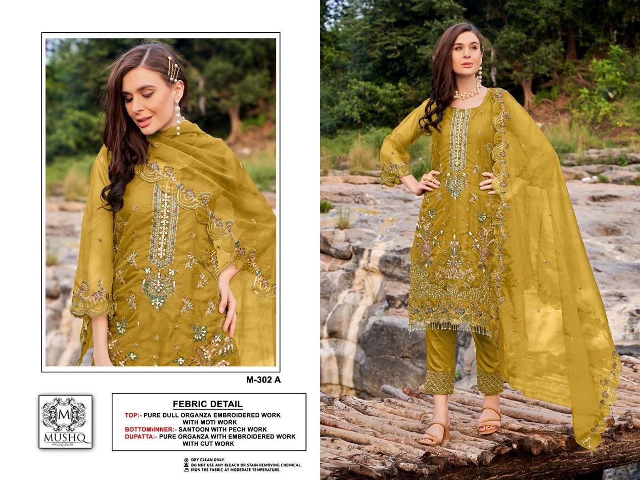 M-302 COLOURS BY MUSHQ HEAVY EMBROIDERED ORGANZA PAKISTANI DRESSES