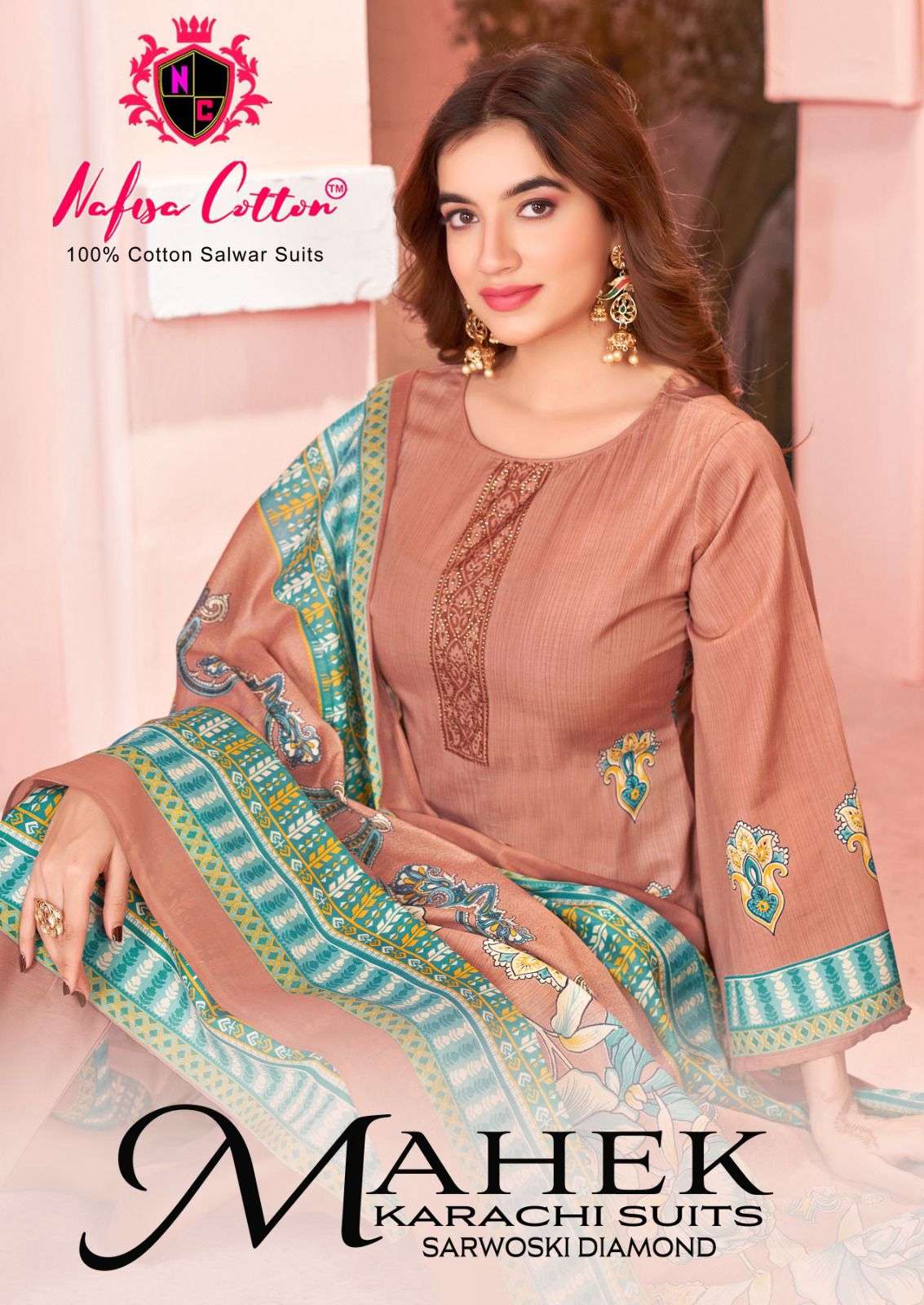 MAHEK KARACHI SUITS BY NAFISA COTTON 1001 TO 1006 SERIES COTTON DRESSES