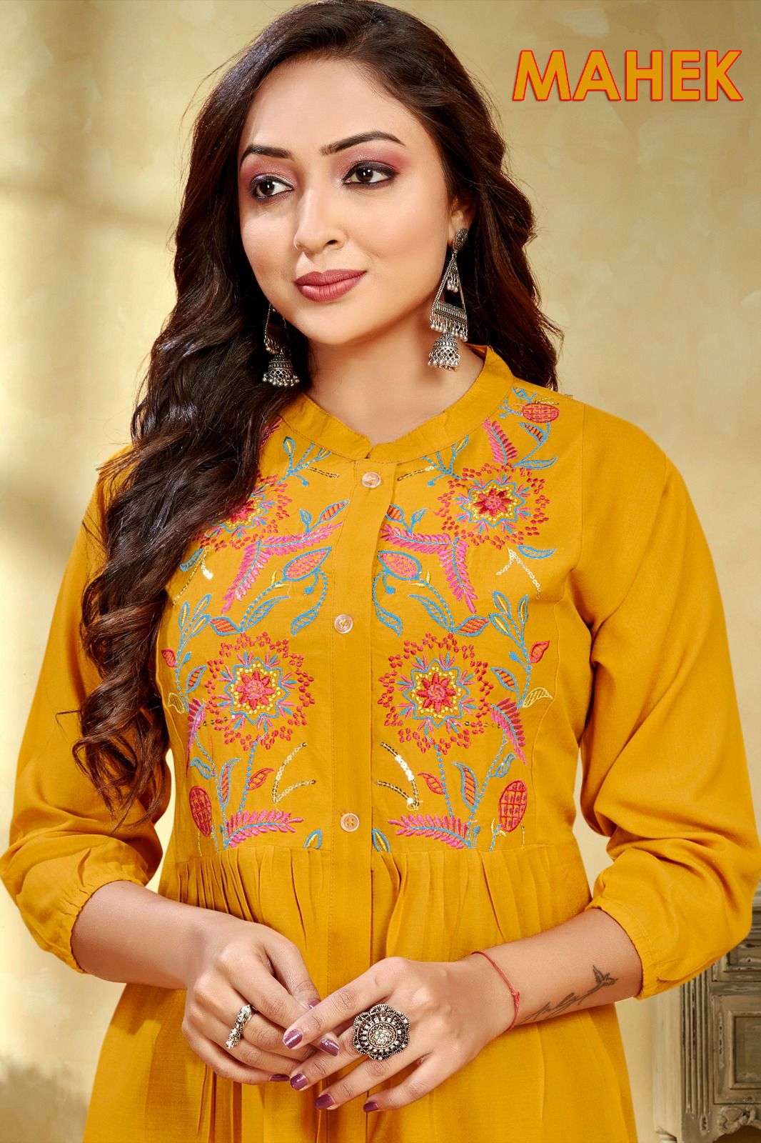 MAHEK VOL-1 BY ASLIWHOLESALE DESIGNER RAYON EMBROIDERY WORK TOPS