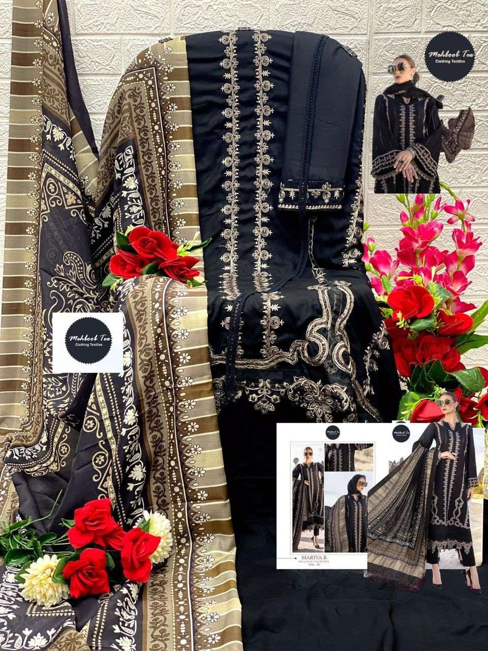 MARIYA 1286 BY MEHBOOB TEX HEAVY RAYON COTTON PRINT PATCH EMBROIDERED DRESSES