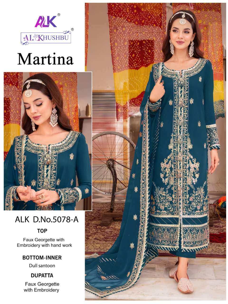 MARTINA BY AL KHUSHBU 5078-A TO 5078-C DESIGNER FAUX GEORGETTE PAKISTANI DRESSES