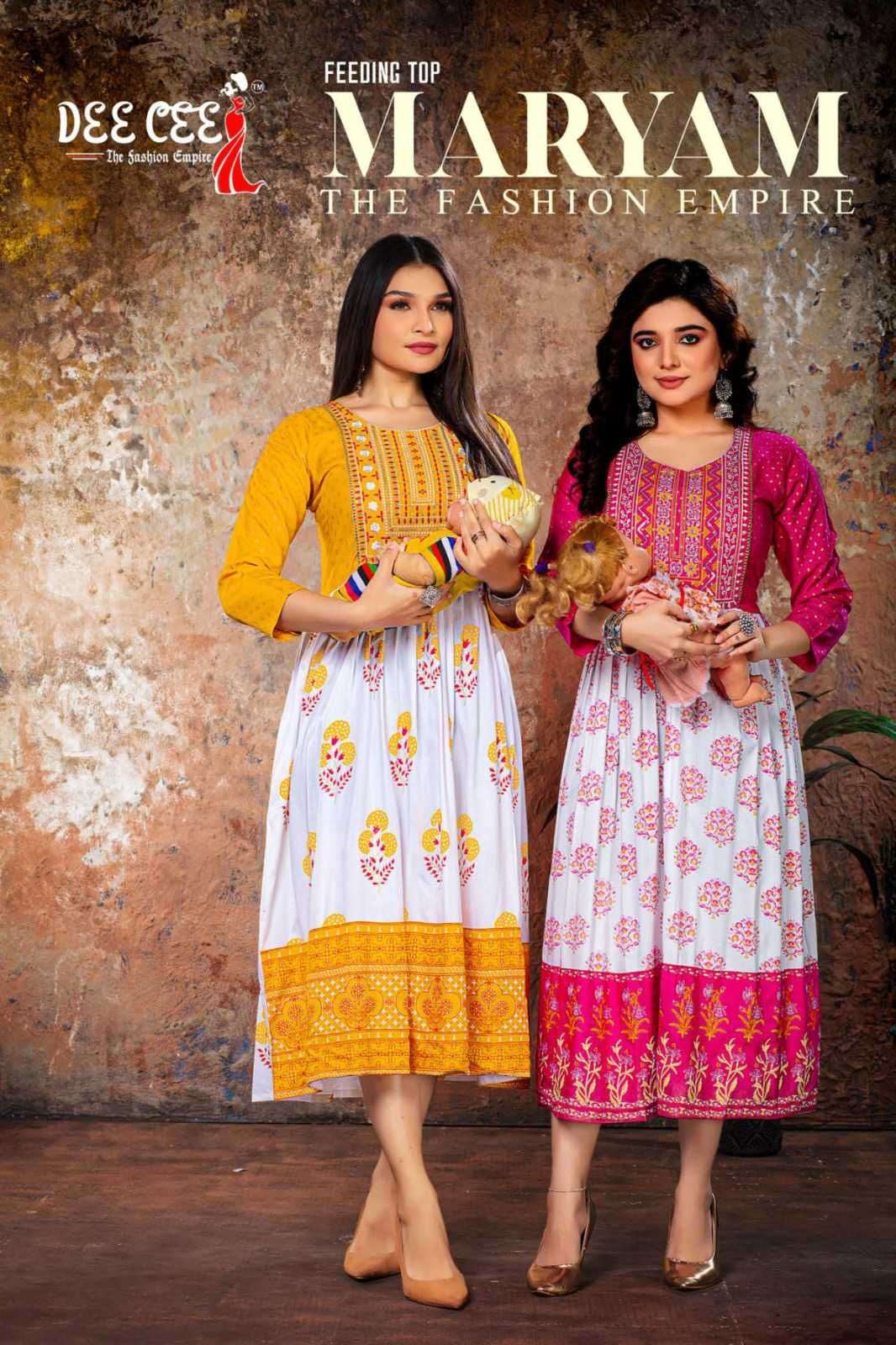 MARYAM BY DEE CEE 1001 TO 1006 SERIES DESIGNER RAYON PRINT KURTIS