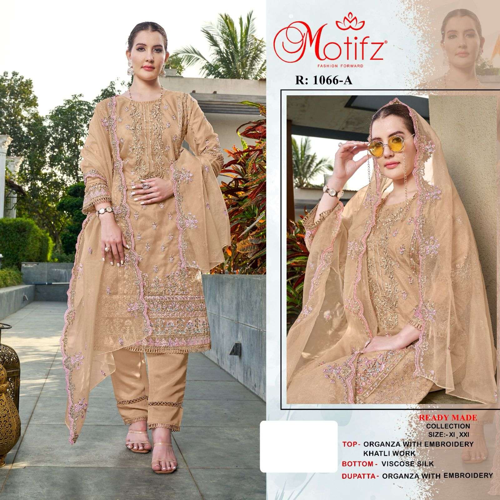 MOTIFZ 1066 COLOURS BY MOTIFZ DESIGNER ORGANZA EMBROIDERY PAKISTANI DRESSES