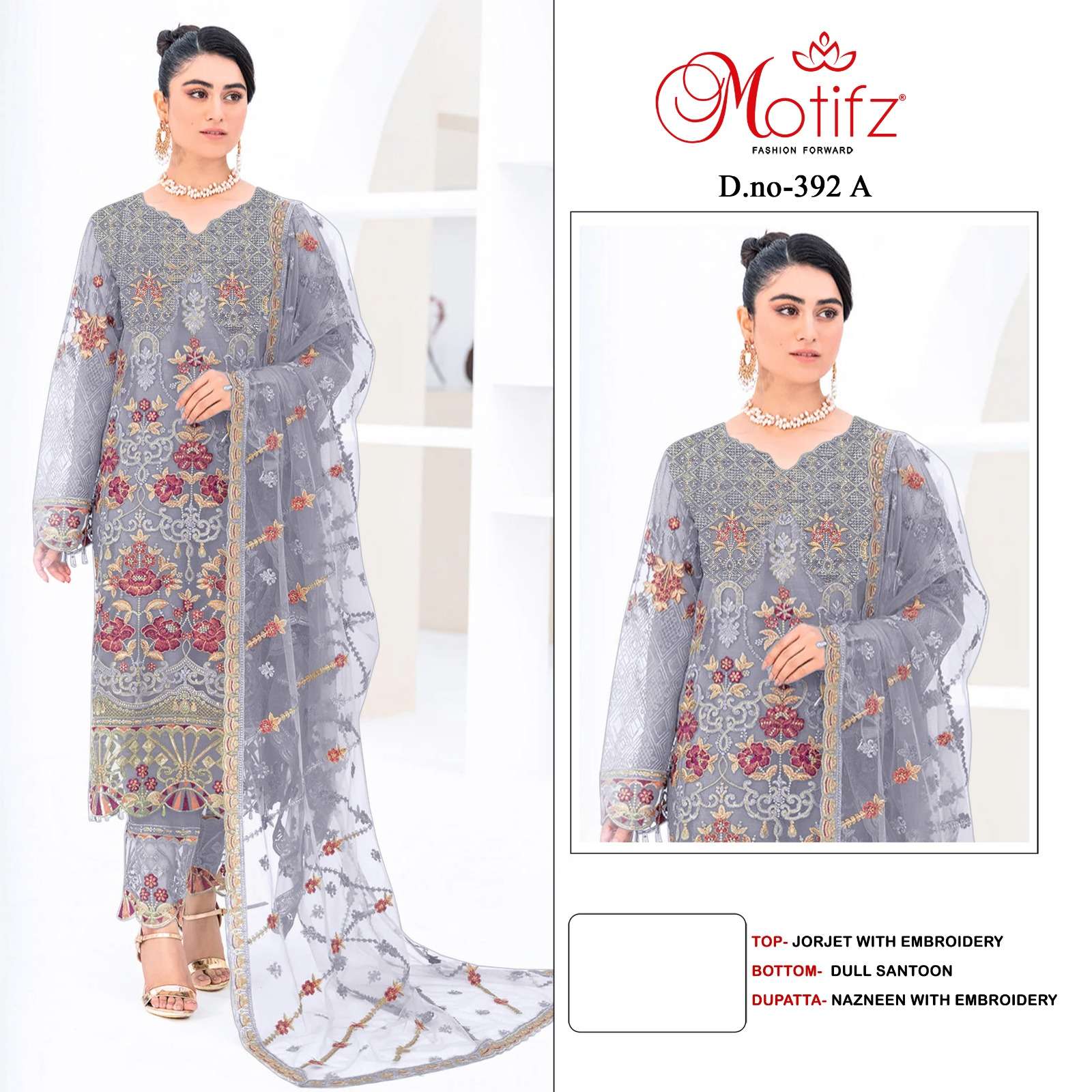 MOTIFZ 392 COLOURS BY MOTIFZ DESIGNER GEORGETTE EMBROIDERY PAKISTANI DRESSES