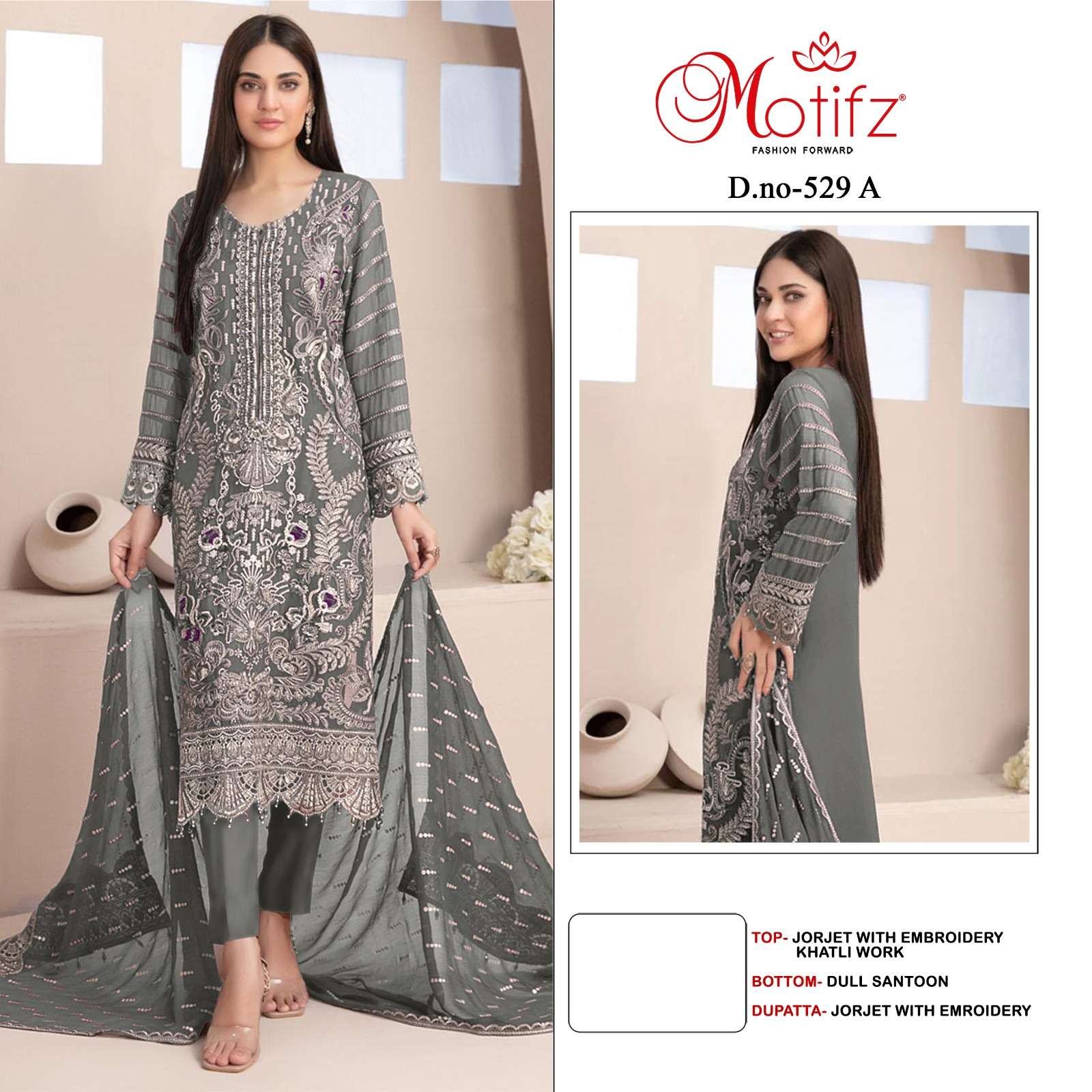 MOTIFZ 529 COLOURS BY MOTIFZ DESIGNER GEORGETTE EMBROIDERY PAKISTANI DRESSES