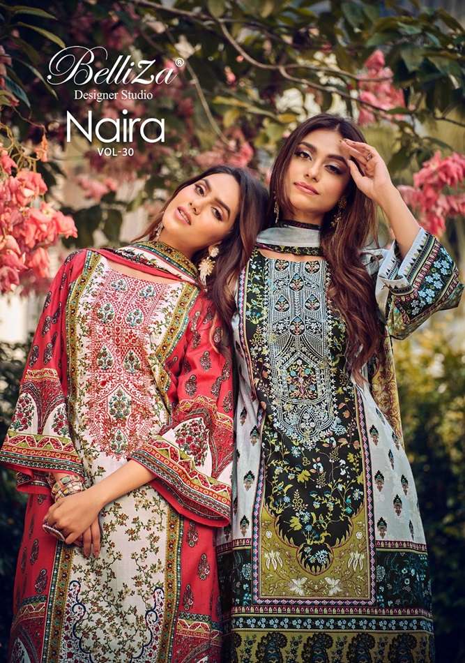 NAIRA VOL-30 BY BELLIZA 871-001 TO 871-010 SERIES COTTON EMBROIDERY DRESSES